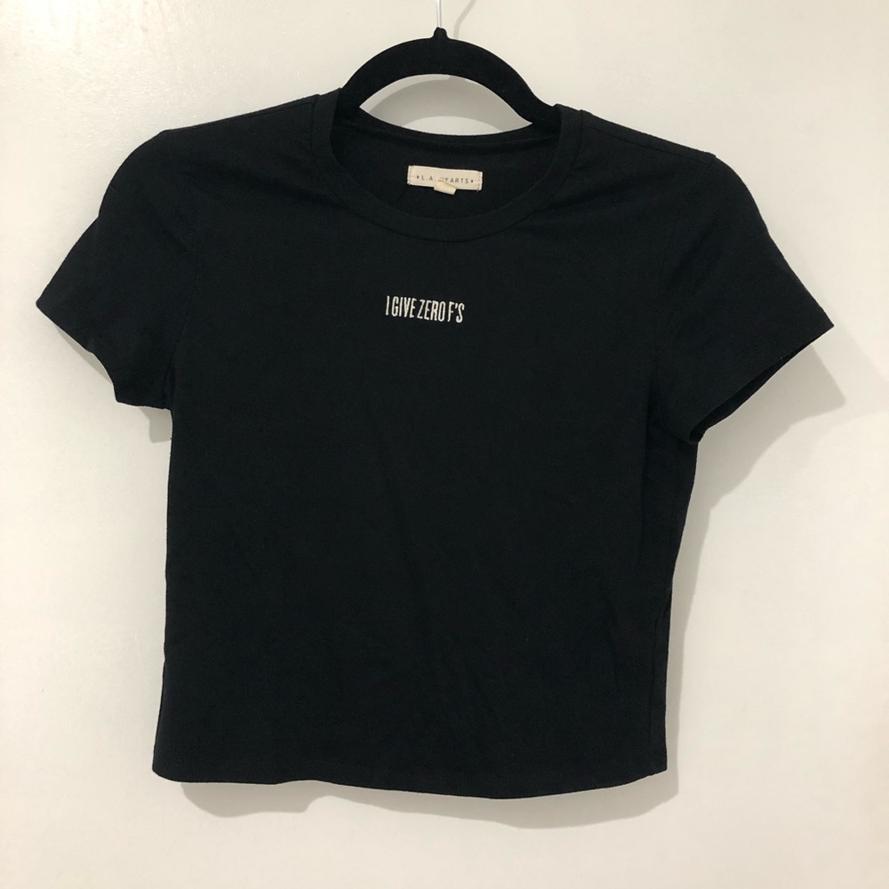 PacSun LA Hearts I Give Zero F’s Black Crop Top